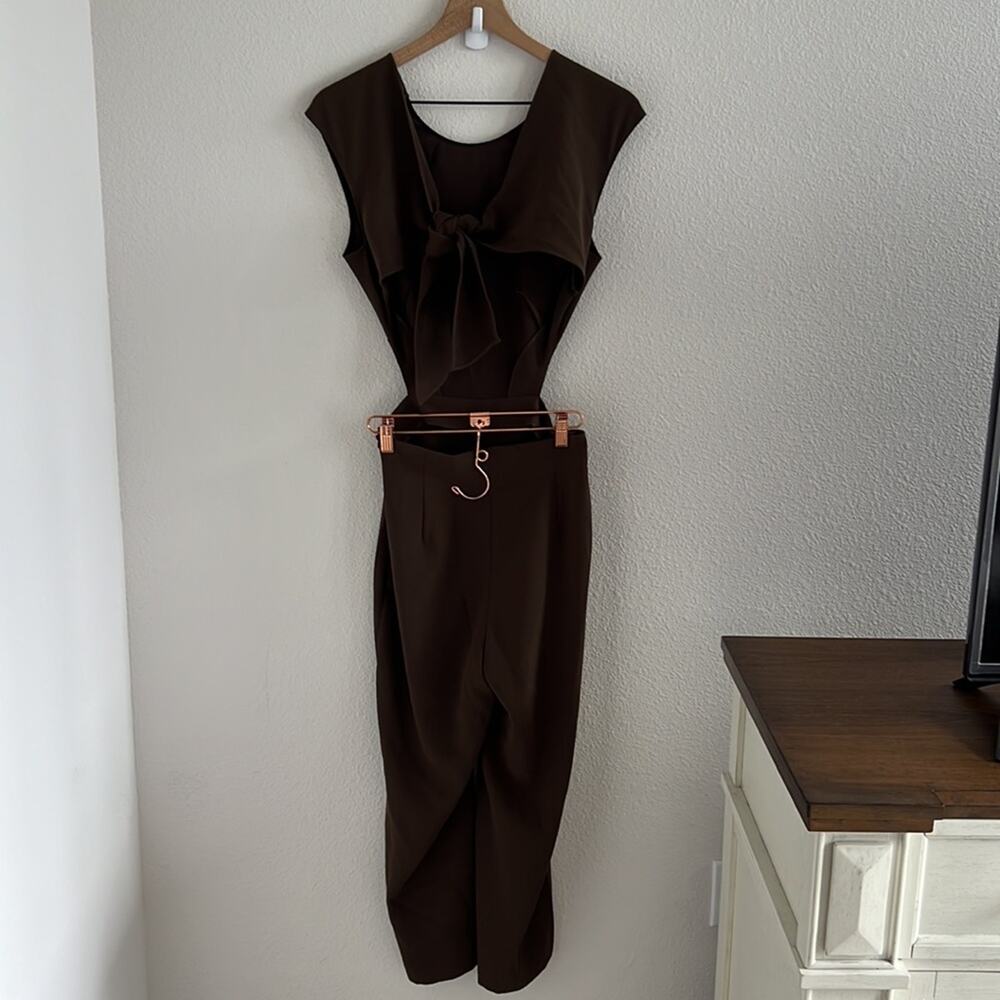 Zara Woman Dark Green Open Back Wide Leg Jumpsuit XS - Picture 2 of 8
